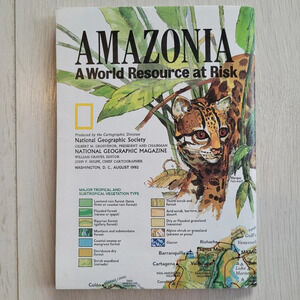 Vintage National Geographic map Amazonia a world resource at risk 1992